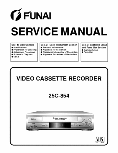 funai 25C-854 funai 25C-854 service manual