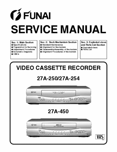 Funai 27A-250 27A-254 27A-450 Schematic Diagram - Video VHS Recorder - (5.099Kb) pag. 70
