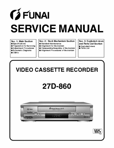 funai 27D-860 funai 27D-860 service manual