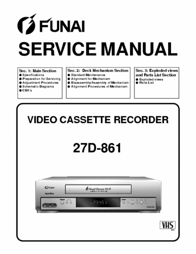 funai 27D-861 funai 27D-861 service manual