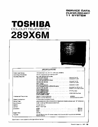 toshiba 289x6m service data