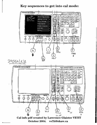 Marconi 2955 Calibration information from service manual