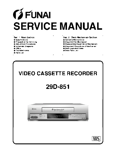 funai 29D-851 funai 29D-851 service manual