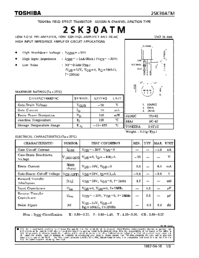 Toshiba 2SK30A Junction N-Fet