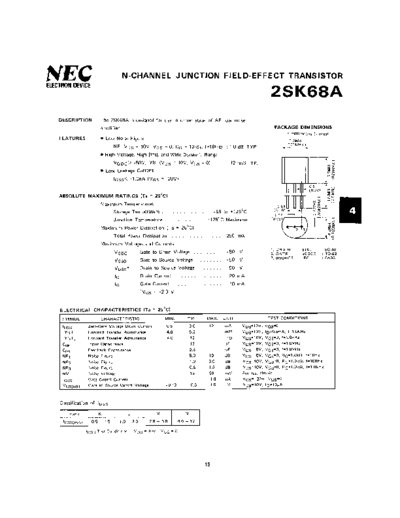 Toshiba 2SK68A Junction N-Fet