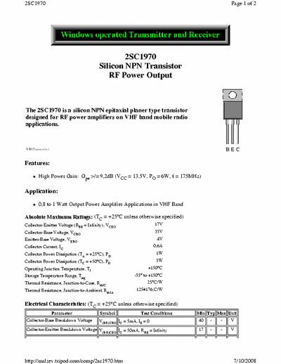 mitsubitshi transistor vhf RF transistor