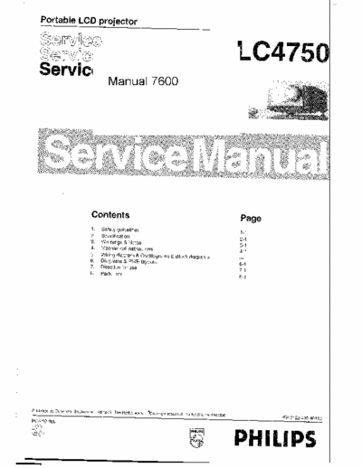 Philips LC4750 Philips Proscreen 4750 beamer, scan of service manual.