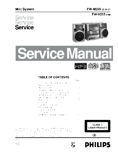 philips FW-M355/22 SERVICE MANUAL