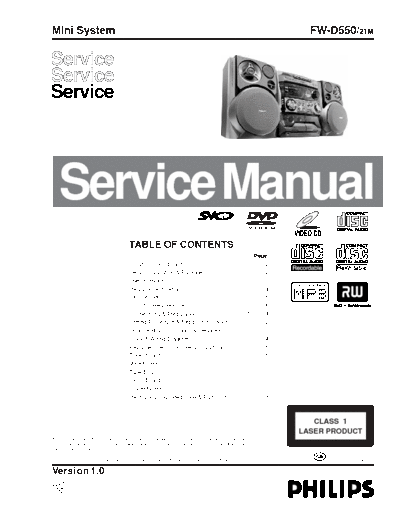 philips FW-D550/21M SERVICE MANUAL