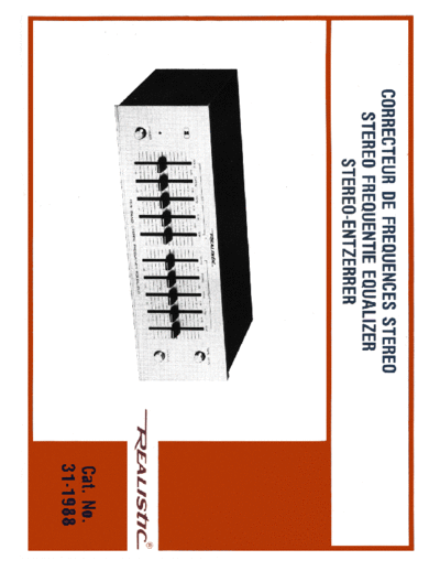 Realistic 31-1988 Stereo Frequentie Equalizer
French user manual with shematic diagramm.

Egaliser graphique
mode d