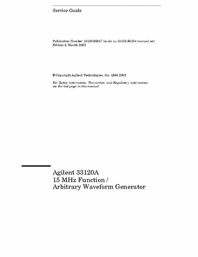 Agilent 33120a With schematics from agilent web site