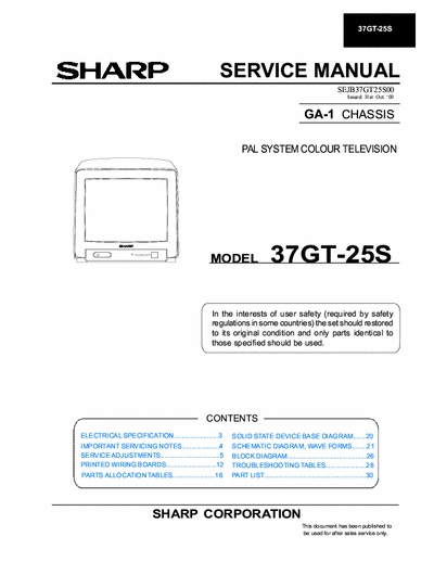 SHARP 37GT-25S MANUAL COMPLETO