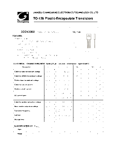 CHANGJIANG 3DD13002 TO-126 Plastic -Encapsulate Transistors