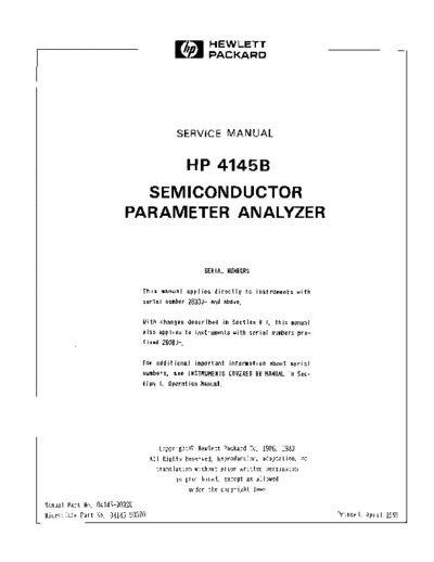 HP 4145B Semiconductor Parameter analyzer service manual