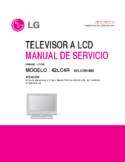 LG 42LC4R-MD TELEVISOR A LCD, MANUAL DE SERVICIO (Service Manual)