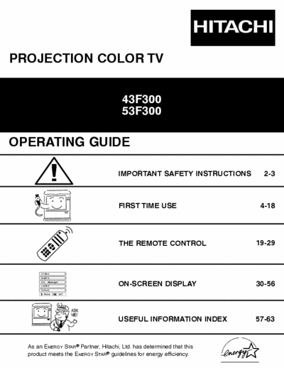 Hitachi 43F300 Operating Guide