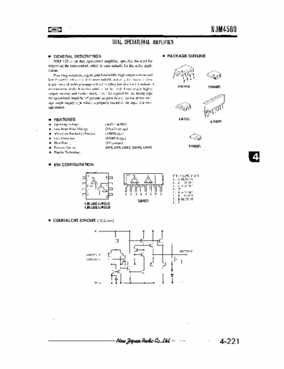 JRC NJM4558 DUAL OPERATIONAL AMPLIFIER