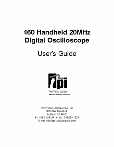 TPI TPI Scope Plus 460 460 Handheld 20MHz Digital Oscilloscope