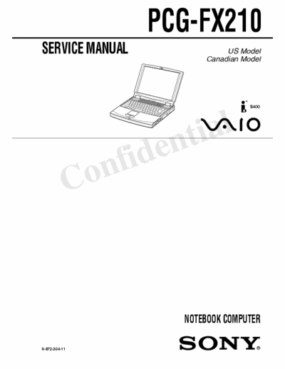 Sony PCG-FX210 Service Manual 
Sony Vaio
PCG-FX210