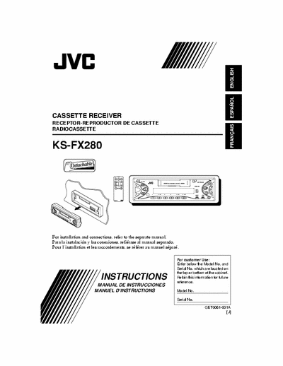 JVC KS-FX280 CASSETTE RECEIVER