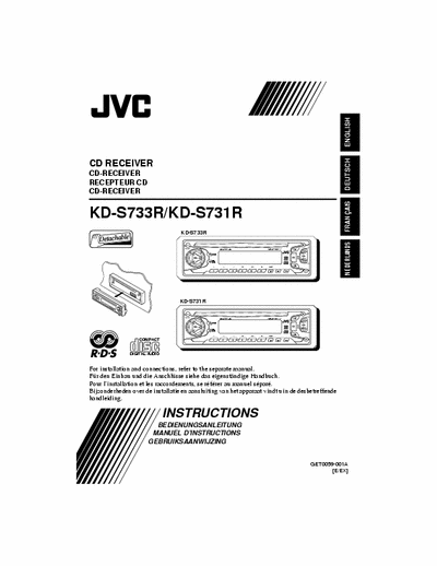 JVC KD-S733R JVC KD-S733R/KD-S731R CD RECEIVER User Manual