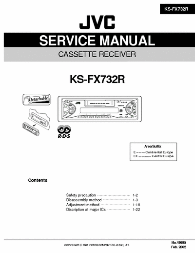 JVC KS-FX732R KS-FX732R  CASSETTE RECEIVER- 
Service Manual, Schematics, Part List