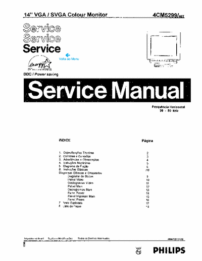 philips 4cm5299_48t Service manual for Philips 4CM5299/48T. Manual de serviço para o monitor Philips 4CM5299T.