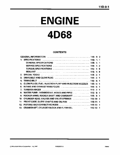 mitsubishi 2l TD engine 4d68 diesel space runner and space wagon