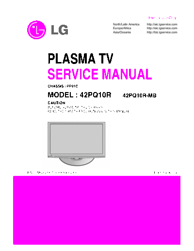 LG 42PQ10 Plasma TV Service Manual Model: 42PQ10R, 42PQ10R-MB