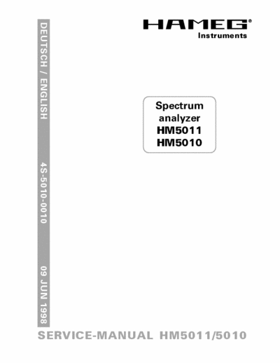 Hameg HM 5010 Also SM 5010 clone. Contains service manual in German and English in one document.