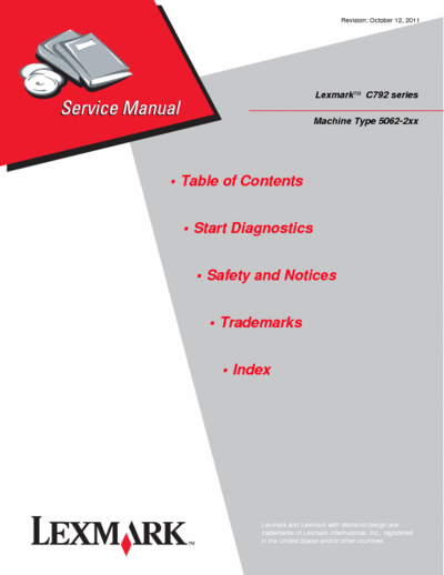 Lexmark 5062-2xx C792 Service Manual