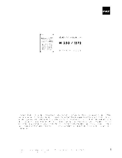 Hirschmann IK350/1272 K350/1272 Console for PAT Hirschmann LMI
USER MANUAL
IK 350 / 1272
part no. 50 350 19 1272 d