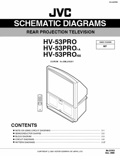 JVC HV-53PRO REAR PROJECTION TELEVISION
HV-53PRO
HV-53PRO/-A
HV-53PRO/EE
BASIC CHASSIS MF