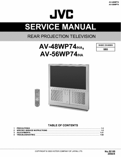 JVC AV56W74 service manual, schematics, parts list,user guide