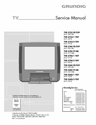 Grundig TVR3735, TVR3740, TVR5540 Service manual (1st version) Grundig TVR3735, TVR3740, TVR5540, Daewoo CP-425G, Daewoo K50 deck