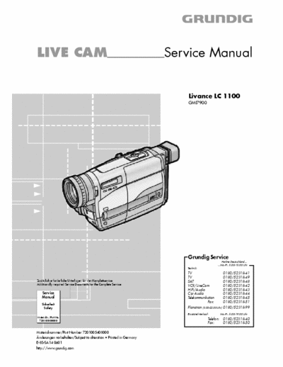 Grundig Livance LC 1100 [GMI7900] Service Manual Live Cam [P.N. 720100 540 8000] Part File 1/2, Pag. 45
