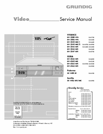 Grundig Vivance, Xeria, Palermo, Sevilla. Service Manual Video Recorder VHS [mod. GV 3200 VPS, GV 3205 VPS, GV 3242 NIC/1, GV 3242 NIC/2, GV 3243 HiFi, GV 3245 HiFi, GV 3247 HiFi, GV 5253 HiFi, GV 6262 NIC, GV 6263 HiFi, GV 6265 HiFi, SE 1400 SV, SE 1405 HiFi/NIC] - Part 1/3 pag.84