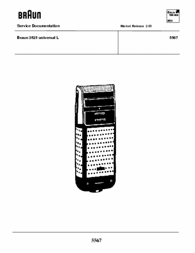 Braun Shave Line Outline and explosion device, service manual and catalog