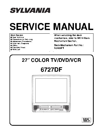 Sylvania 6727DF Service manual For Sylvania 6727DF