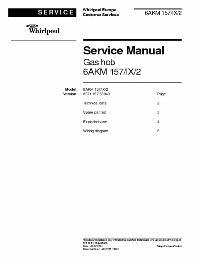 whirlpool 6AKM157IX2_Ver857115753040 whirlpool 6AKM157IX2_Ver857115753040 service manual