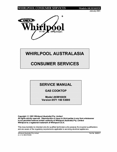 whirlpool 6AKM160-1X whirlpool 6AKM160-1X service manual