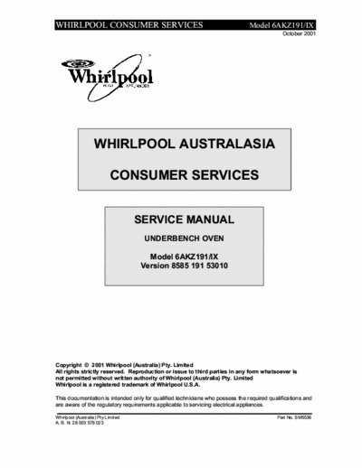 whirlpool 6AKZ191-IX whirlpool 6AKZ191-IX service manual
