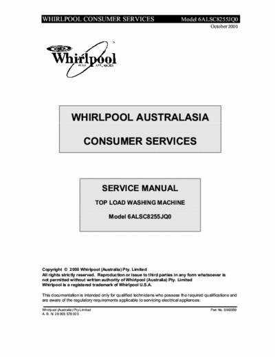 whirlpool 6ALSC8255JQ0 whirlpool 6ALSC8255JQ0 service manual