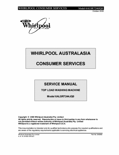 whirlpool 6ALSR7244JQO whirlpool 6ALSR7244JQO service manual