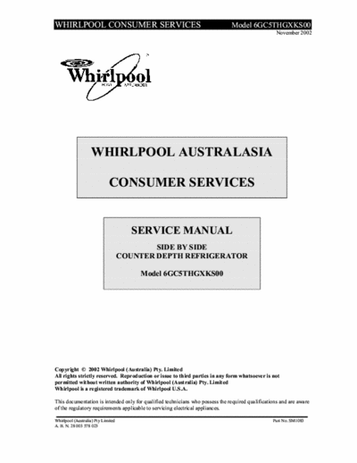 whirlpool 6GC5THGXKS00 whirlpool 6GC5THGXKS00 service manual