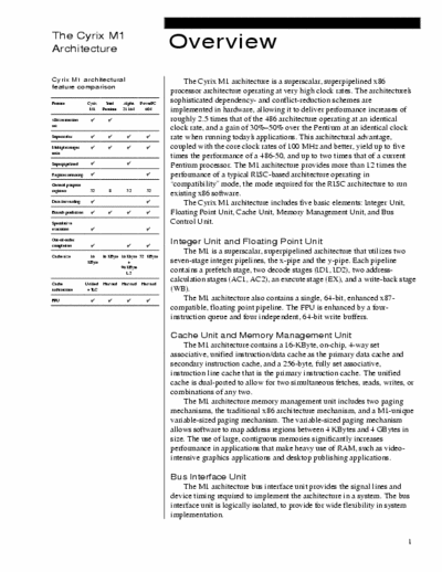 Cyrix 6x86 The Cyrix M1 Architecture