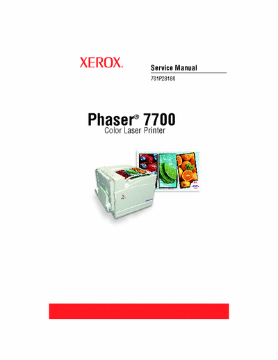 XEROX 701P28180 406 page service manual for Xerox Phaser 7700 color laser printer.