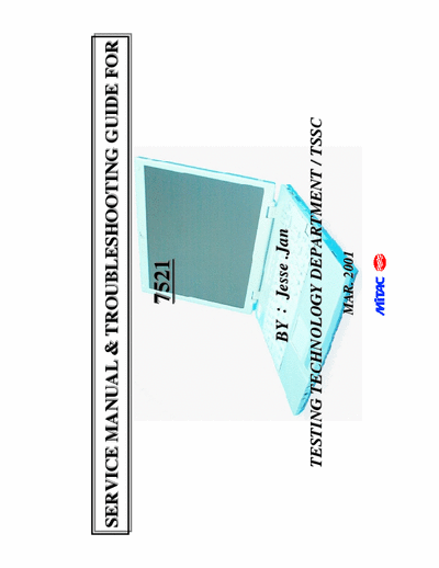 Mitac 7521 Service Manuual and troubleshooting guide for 7521