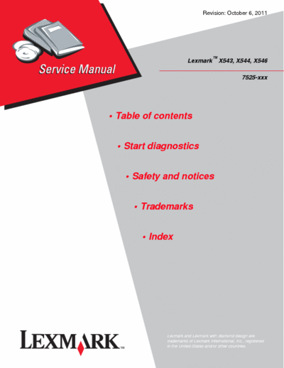 Lexmark 7525-xxx X54x Service Manual, X543, X544, X546