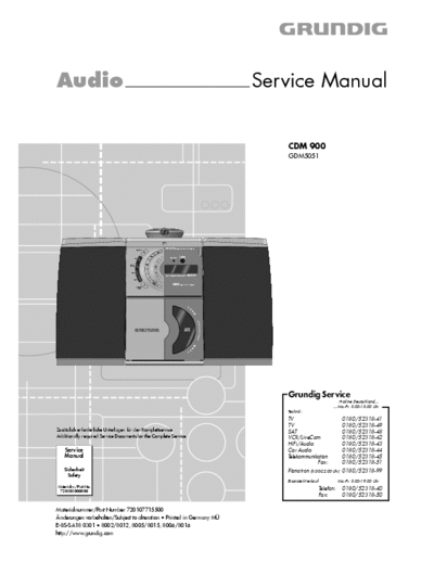 Grundig CDM 900 [GDM5051] Service Manual Audio Stereo Cassette CD Radio FM - pag. 36 [part 1/3]